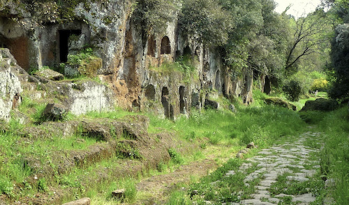 Via Amerina with Roman tombs